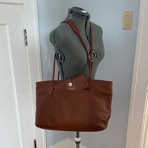 Vintage Coach ‘06 Carryall Tote Toffee Leather Bag & Gold Grommet Snap Wallet